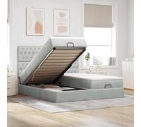 YUOTYRKTEJRSG Velours Rangement Confortable Gris 160x200cm | Cadre de lit ottoman avec matelas 160x200cm gris clair velours, sommier lift hydraulique rangement, tete de 2 surmatelas