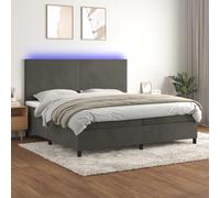 YUOTYRKTEJRSG Velours réglable Tapissier avec Matelas LED Gris 200x200cm