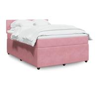 YUOTYRKTEJRSG Velours Ressorts ensachés Lit à sommier Rose 160x200 cm | Sommier à lattes lit complet avec matelas ressorts ensachés 160x200 cm velours rose cadre tête lit