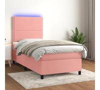 YUOTYRKTEJRSG Velours Tête de lit réglable LED Rose 90x190 cm