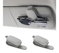 Yuoyar Lot de 2 Supports magnétiques pour Lunettes de Soleil en Cuir et Clip de Carte de Ticket, Accessoires de visière de Voiture, Gris argenté