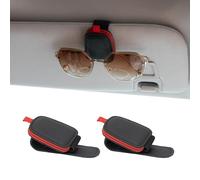 Yuoyar Lot de 2 Supports magnétiques pour Lunettes de Soleil en Cuir et Clip de Carte de Ticket, Accessoires de visière de Voiture, Noir et Rouge