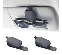 Yuoyar Lot de 2 Supports magnétiques pour Lunettes de Soleil en Cuir et Clip pour Carte de Ticket, Accessoires de visière de Voiture (Noir)