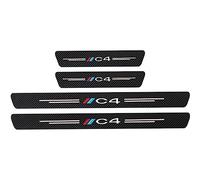 YUPACK 4 Pièces Bande de Protection de Seuil de Porte de Voiture pour Citr-oen C4 C1, Autocollant de Plaque de Protection en Fibre Carbone Accessoires de Style,C4