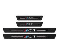 YUPACK 4 Pièces Bande de Protection de Seuil de Porte de Voiture pour Citr-oen C4 C1, Autocollant de Plaque de Protection en Fibre Carbone Accessoires de Style, C1