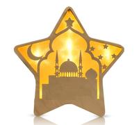 YUPDFGB Lanterne Décorative Ramadan, Veilleuse 3D en Bois Faite à la Main, Decoration Ramadan 2026, Lanterne Ramadan pour Chambre à Coucher, Décoration de Table, Cadeaux