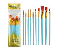 YUPEIUKLI Ensemble de 10 pinceaux en Nylon pour Aquarelle et Acrylique, idéal pour Le Dessin et Les Beaux-Arts, pour des œuvres d'art détaillées.