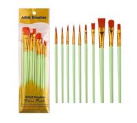 YUPEIUKLI Ensemble de 10 pinceaux en Nylon pour Aquarelle et Acrylique, idéal pour Le Dessin et Les Beaux-Arts, pour des œuvres d'art détaillées.
