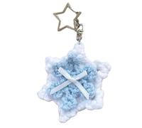 YUPEIUKLI - Llavero de copo de Nieve Con Lazo de ganchillo Hecho a Mano, hilo Suave, accesorio Para teléfono, vacaciones de Invierno Para Mujer