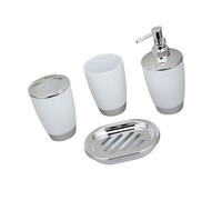 YUPEIUKLI Lot de 4 Accessoires de Salle de Bain Comprenant Un Distributeur de Savon, Un Porte-Brosse à Dents, Un gobelet et Un Porte-Savon.