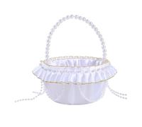 YUPEIUKLI Panier à pétales pour Enterrement de Vie de Jeune Fille, Facile à Transporter, avec poignée ornée de Perles artificielles et Bordure en Dentelle, Accessoire de Mariage