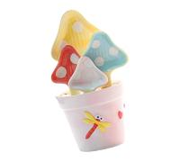 YUPEIUKLI Paquete de 4 hermosas cucharas de cerámica Con diseños de hongos y patrón de Puntos blancos Para hermosas decoraciones de cocina y USO doméstico