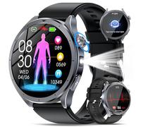 YUPENG 2026 IA Montre Connectée Homme avec ChatGPT/ECG+HRV/IMC, 1.53" Smartwatch avec 5.4BLE Appel Bluetooth/LED Lampe, 24H Τе ѕіо Αrтérіеllе/Sommeil Monitor/Fréquence Cardiaque, Android iOS