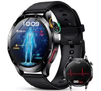 YUPENG Montre Connectée Homme avec é / /HRV/IMC/Acide Urique, 1.43" AMOLED Smartwatch avec Appels Bluetooth, 24H Sommeil, Cardiofrequenceme, Appel d'urgence SOS, Android/iOS, Noir