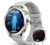 YUPENG Montre Connectée Homme avec /HRV/ é /IMC/Acide Urique, 1.43" AMOLED Smartwatch avec Appels Bluetooth, 24H Sommeil/Cardiofrequenceme/SOS, Montre Sport pour Android/iOS, Gris