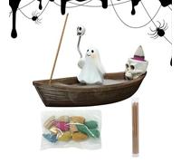 yupeuooe Brûleur d'Encens à Contre-Courant | Porte-Encens en Forme De Bateau Fantôme Squelette - Décor Méditation Zen, Ornement Résine Attrape-Cendres pour Bureau Maison Chambre Yoga Restaurant Hôtel
