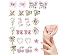 yupeuooe Charmes À Ongles | Set De Décoration Pour Manucure 3D,Rubans Papillons Cœurs Cerises Fleurs Strass Étoiles pour Débutantes Femmes Accessoires Beauté des Ongles