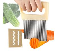 yupeuooe Coupe Frites Acier Inoxydable | Découpe-Pommes De Terre | Outil de Découpe Cranté pour Légumes Oignons Carottes Couteau de Cuisine Multifonction