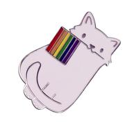 yupeuooe Épingles à chat en forme de drapeau, joli badge arc-en- LGBT en émail accessoire décoratif tendance pour chapeau, sac, veste, Refer to description, Métal, Reportez-vous à la description