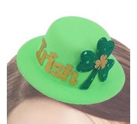 yupeuooe Pince à cheveux de la Saint-Patrick, ornement de cheveux en trèfle - Épingle à cheveux Shamrock en forme de chapeau,Pinces à cheveux vertes du festival irlandais, barrettes porte-bonheur