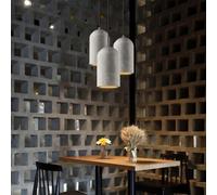 YUPIN Simplicité Bar Béton Suspension Luminaire Rétro Ciment Petit Lampe Suspendue E27 Ferme Décoration Suspension Ampoule Cuisine Île Éclairage Restaurant Réglable Lustre (A)