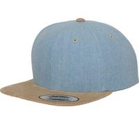 Yupoong Flexfit casquette de baseball unie chambray-cuir rugueux RW3299 (taille unique) (Bleu/Beige)