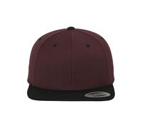 Yupoong Flexfit Unisex Kappe Classic Snapback 2-Tone, zweifarbige blanko Cap mit geradem Schirm, One Size Einheitsgröße für Männer und Frauen, Farbe maroon/blk