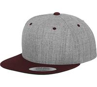 Yupoong Flexfit Unisex Kappe Classic Snapback 2-Tone, zweifarbige blanko Cap mit geradem Schirm, One Size Einheitsgröße für Männer und Frauen, Farbe h.grey/maroon