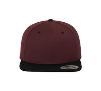 Yupoong Flexfit Unisex Kappe Classic Snapback 2-Tone, zweifarbige blanko Cap mit geradem Schirm, One Size Einheitsgröße für Männer und Frauen, Farbe maroon/blk