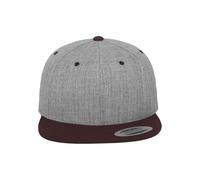 Yupoong Flexfit Unisex Kappe Classic Snapback 2-Tone, zweifarbige blanko Cap mit geradem Schirm, One Size Einheitsgröße für Männer und Frauen, Farbe h.grey/maroon