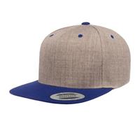 Yupoong Flexfit Unisex Kappe Classic Snapback 2-Tone, zweifarbige blanko Cap mit geradem Schirm, One Size Einheitsgröße für Männer und Frauen, Farbe heather/royal