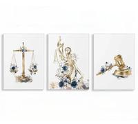 YUPPOG Affiche et impression de brevet de droit de Justice Art mural de dame d'avocat décoration de maison peinture sur toile de remise de diplôme d'école de droit décor-30x40cmx3 Sans cadre