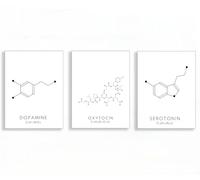 YUPPOG Affiches scientifiques molécule de sérotonine Art mural oxytocine et Dopamine dessin sur toile imprimés peinture chimique décor scolaire-40x50cmx3 Sans cadre