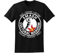 yuprincipal Smash Cultural Marxism Men's Black T-Shirt Unisex Tee Clothing Manches Courtes(XX-Large)