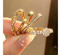 Yupsk - Lot de 4 bagues empilables simples et élégantes en acier inoxydable doré pour femme, avec zircon étincelant, bijoux de doigt étanches