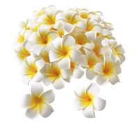 YUPVM 100 PièCes SéRies Mousse Blanche Frangipanier HawaaEn Artificiel Plumeria Fleur PéTales Casquette Chapeau de Cheveux Couronne Bricolage DéCoration de Mariage 5 Cm