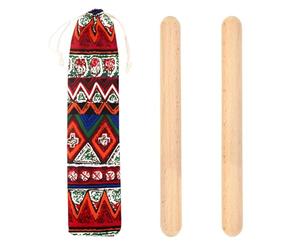 YUPZAR 1 Paire de Claves Avec Sac de Rangement,Instrument de Musique,Claves en Bois,Instrument de Musique Enfant,Bâton Sonore en Bois,Instrument de Percussion,Education Musicale,Barres en Bois