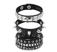 YUPZAR 3 Pièces Punk Rock Bracelet en Cuir, Cuir Pointu, Bracelet Manchette, Hommes Femmes 80 'S Bijoux Gothique, Soul IndisciplinéE Accessoires