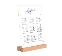 YUPZAR Présentoir A5 en acrylique avec base en bois - Support menu pour restaurant, bar, hôtel - Porte-cartes bifacial transparent, affichage vertical ou incliné, support publicitaire