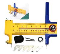 Yuqilin 11 Pièces Compass Cutter,Cutter Circulaire Plastique 1-15cm Réglable Compas Outil de Coupe Livré Avec Lame,Recharge et Rondelle,pour Couper le Papier Carte en Cuir