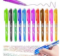 Yuqilin 12 Couleurs Stylo Effacables Stylo Gomme Stylos Effacable 0,5 mm | Effaçable Multicolore, à Bille Adapté aux écoles et Bureaux Carnets d'étudiants et Notes Modifiables
