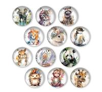 Yuqilin 12 Pièces Aimant Frigo，Animaux Magnet Frigo Enfants 3D Aimants Tableau Magnétique Aimant Rond Frigo Decoratif Rétro 30 MM，pour Tableaux Blancs Réfrigérateurs Photos（A）