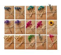 Yuqilin 15 Pièces Carte Merci Carte de Voeux Vœux en Fleurs Avec Enveloppe Kraft Kraft Et Enveloppes Rétro Fait à Main Vides Fleurs Séchées Postale Décorée pour Noël Anniversaire Saint Valentin