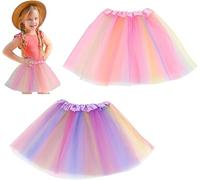 Yuqilin 2 Pièce Jupe Tulle Fille Arc-en-Ciel, Tutu Danse Classique Fille, Tulle Tutu Femme, Cosplay Princesse Vêtements pour Fête d'anniversaire Halloween,pour 3-8 Ans（Púrpura,Rosa）