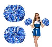 Yuqilin 2 Pièces Pompom Girl Pompom，Métal Pompon Cheerleader Pétillant Cheerleading Pompons Équipes Sportives Pompon Cheerleader，pour Compétition Sportive Esprit D'Équipe（Argent + Bleu）