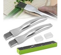 Yuqilin 2 Pièces Shred Silk The Knife,2025 New Upgrade Couteaux Oignons Verts Trancheuse Oignons Acier Inoxydable Hachoir Légumes Multifonction Coupe Légumes, pour Oignons Tomates Carotte Concombre