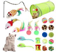 Yuqilin 21 Pièces Jouets pour Chats Coloré Lot Jouet Chat Interieur mit Tunel Chat Jeu Pompon Peluche Cat Toys Multiples Possibilités Jeu Cat Toy pour Interaction avec Animaux