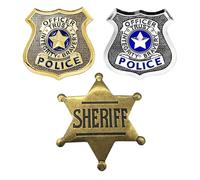 Yuqilin 3 Pièces Badge de Police Insigne de Policier Badge Alliage Jouet de Jeu Rôle Policier carte police Broche Lisse et sans 3 Modèles pour Halloween Carnaval Cosplay Soirées à Thème