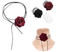 Yuqilin 3 Pièces Durable Collier Femme Fantaisie, Lumière Collier Ras de Cou, Confortable Collier Ras du Cou, C'est le Meilleur Choix pour Noël et pour un Usage Quotidien (Noir/Blanc/Rouge)