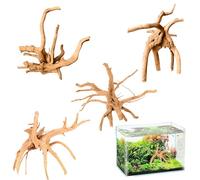 Yuqilin 4 Pièces Racine Aquarium 15-20 cm Branche Decorative Bois Naturel | Decoration Aquarium Tridimensionnel Bois Flotté Branche Structure Poreuse pour Poissons Crevettes Escargots Tortues